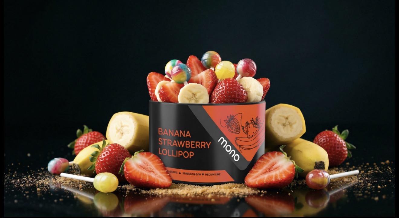 Mono 60g – N18 Banana Strawberry Lollipop - תערובת תה לנרגילה בטעם סוכריות תות בננה