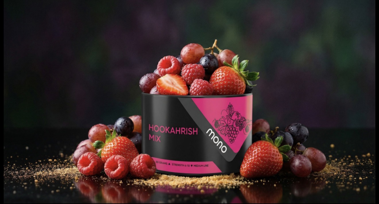 Mono 60g – N30 Hookahrish Mix  - תערובת תה לנרגילה בטעם ענבים פטל ותות