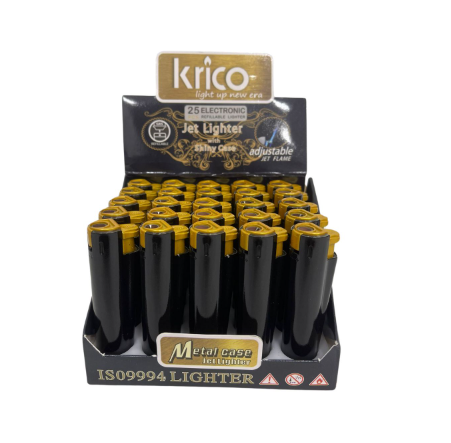 מצית טורבו עם כיסוי מתכת בצבע שחור – KRICO
