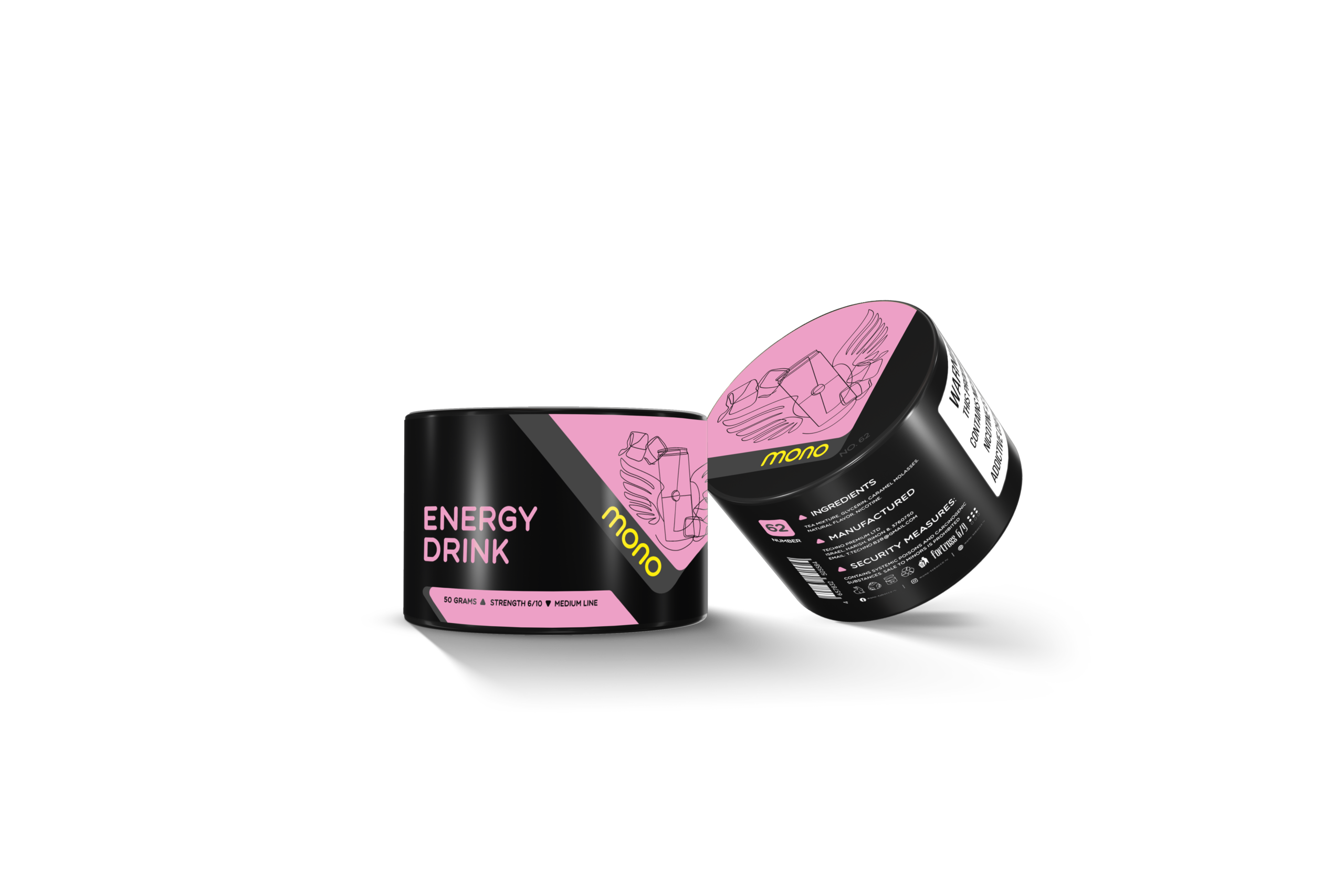 Mono 60g – N62 ENERGY DRINK - תערובת תה לנרגילה בטעם משקה אנרגיה