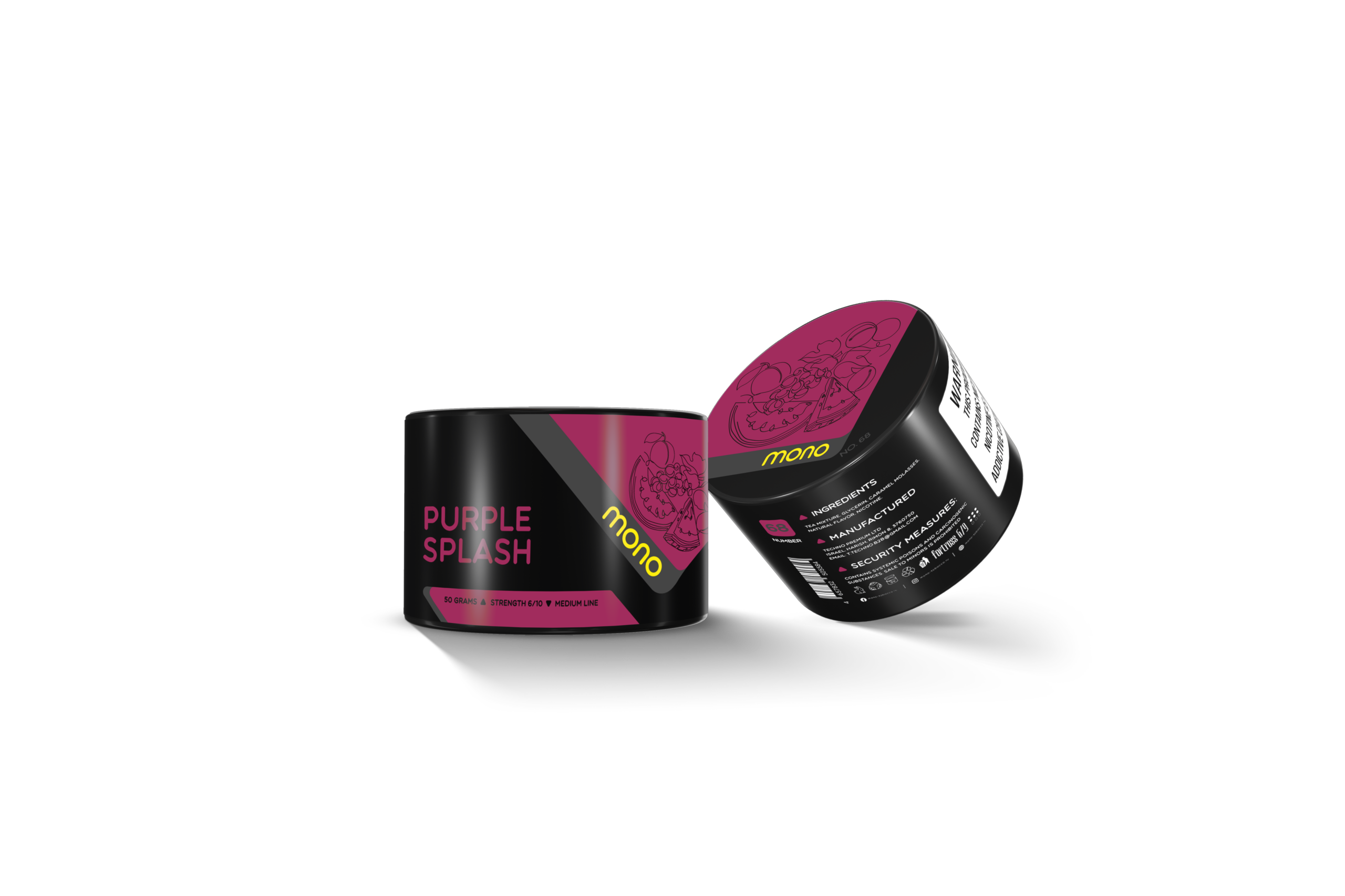 Mono 60g – N68 PURPLE SPLASH - תערובת תה לנרגילה בטעם שזיף ענבים אבטיח
