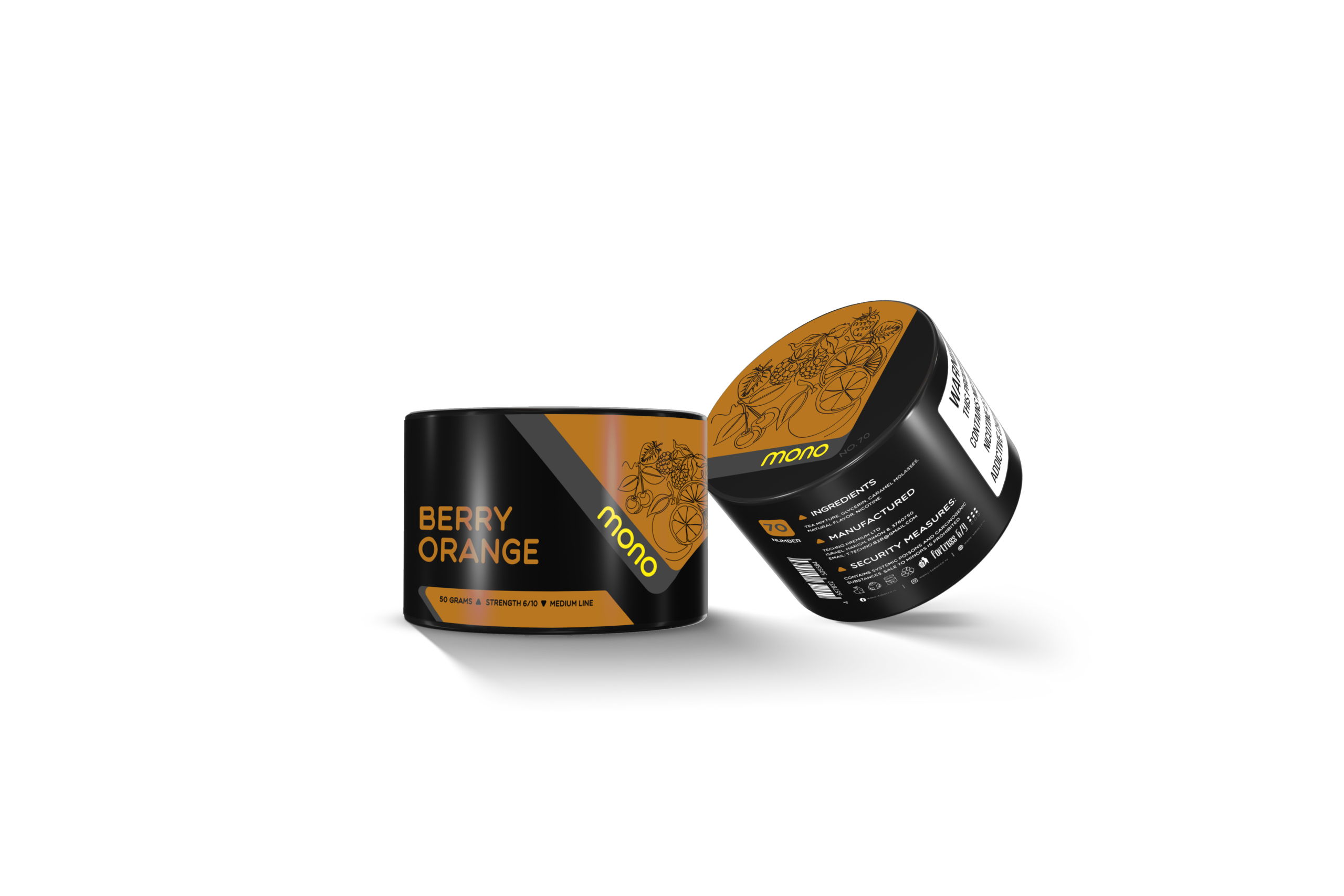 Mono 60g – N70 BERRY ORANGE - תערובת תה לנרגילה בטעם פירות יער תפוז